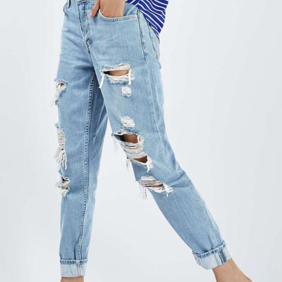 Topshop Denim - TopShop Hayden Distressed Button Fly Jeans 28